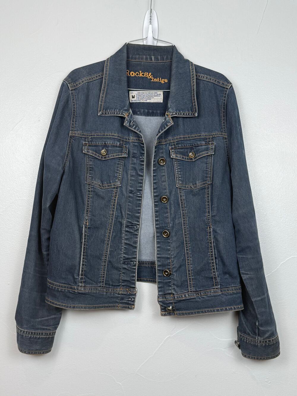 Rocks & Indigo Stretch Jean Jacket Medium Blue Denim Western Style